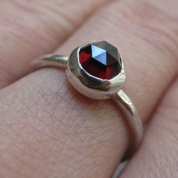 Red Rose Cut Garnet Ring