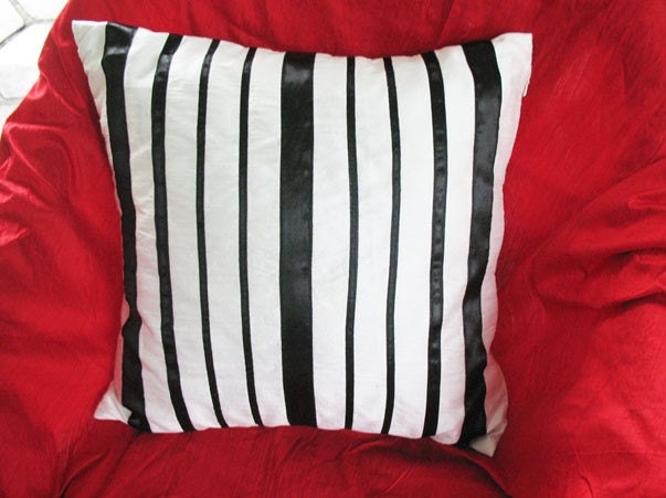 white black silk striped decorative throw pillow cover 6 inch