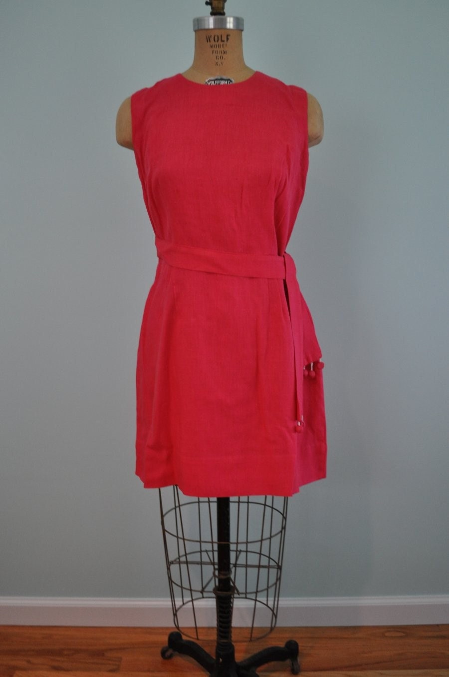 1960s mini dress honeysuckle linen M