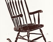 Rocking chair linocut print