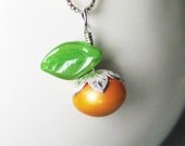Pumpkin, Clementine, Tangerine, Kumquat, Peach, Apricot - Pendant Necklace in Very Berry Orange Pearl