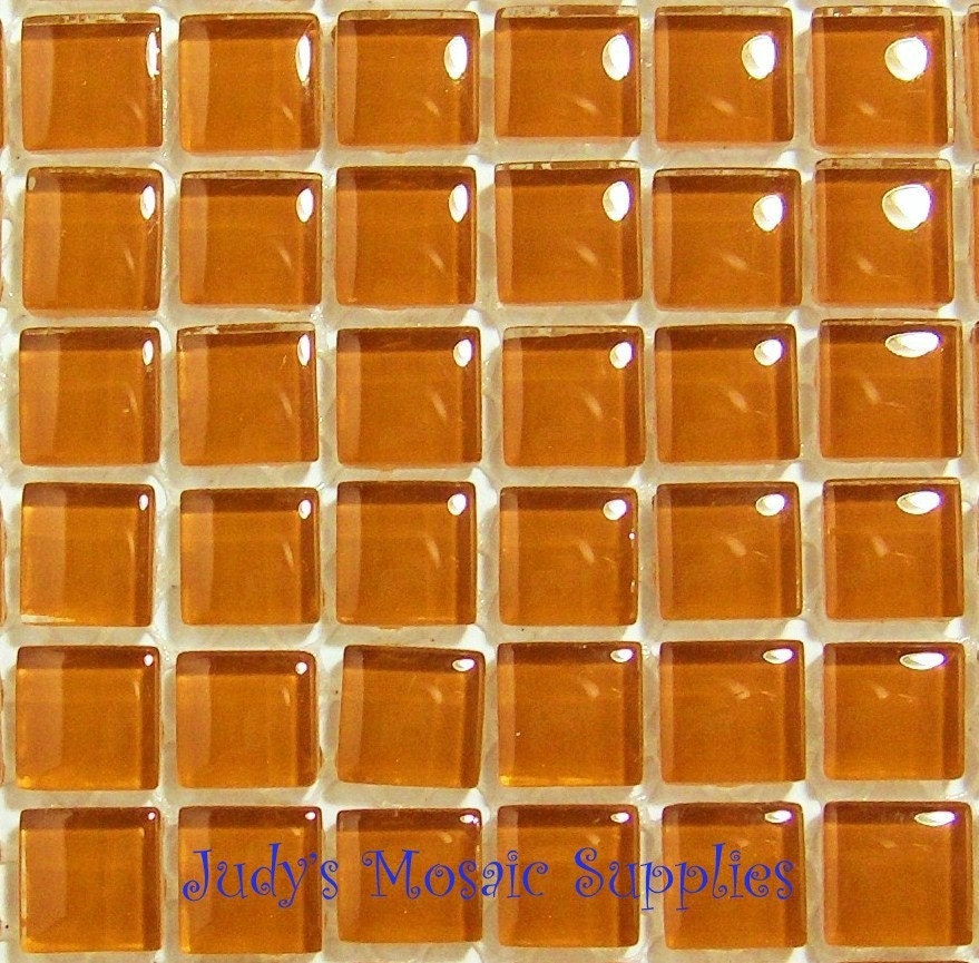 Caramel Brown Glass Tiles Mini Tesserae Mosaic Squares - 100 3/8 Inch Tiles
