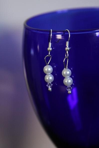 Black Friday and Cyber Monday Sales White pearl Earrings with Lilac Swarovski Crystals