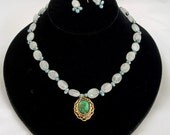 New Lower Price Green and Blue Ocean Colored Bead Necklace and Earrings - Aquarius