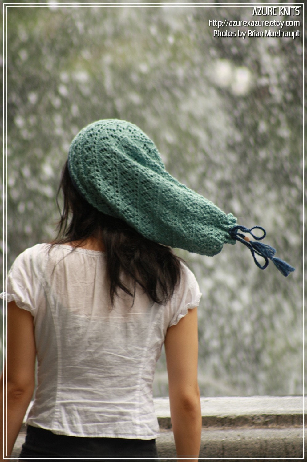 Sale - Drawstring Hat OR Cowl - SAPPHIRE - Alpaca Silk