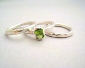 Life is Beautiful Hammered Peridot Solitaire Ring Set