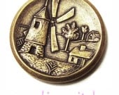 vintage antiqued brass windmill coins x 6