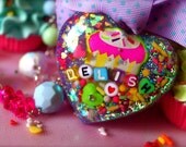 So Delish Cupcake Sprinkles and Glitter Resin Heart Pendant