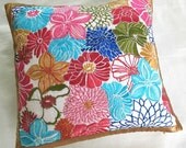 floral multicolor 12 inch throw pillow cover embroidered with flowers
