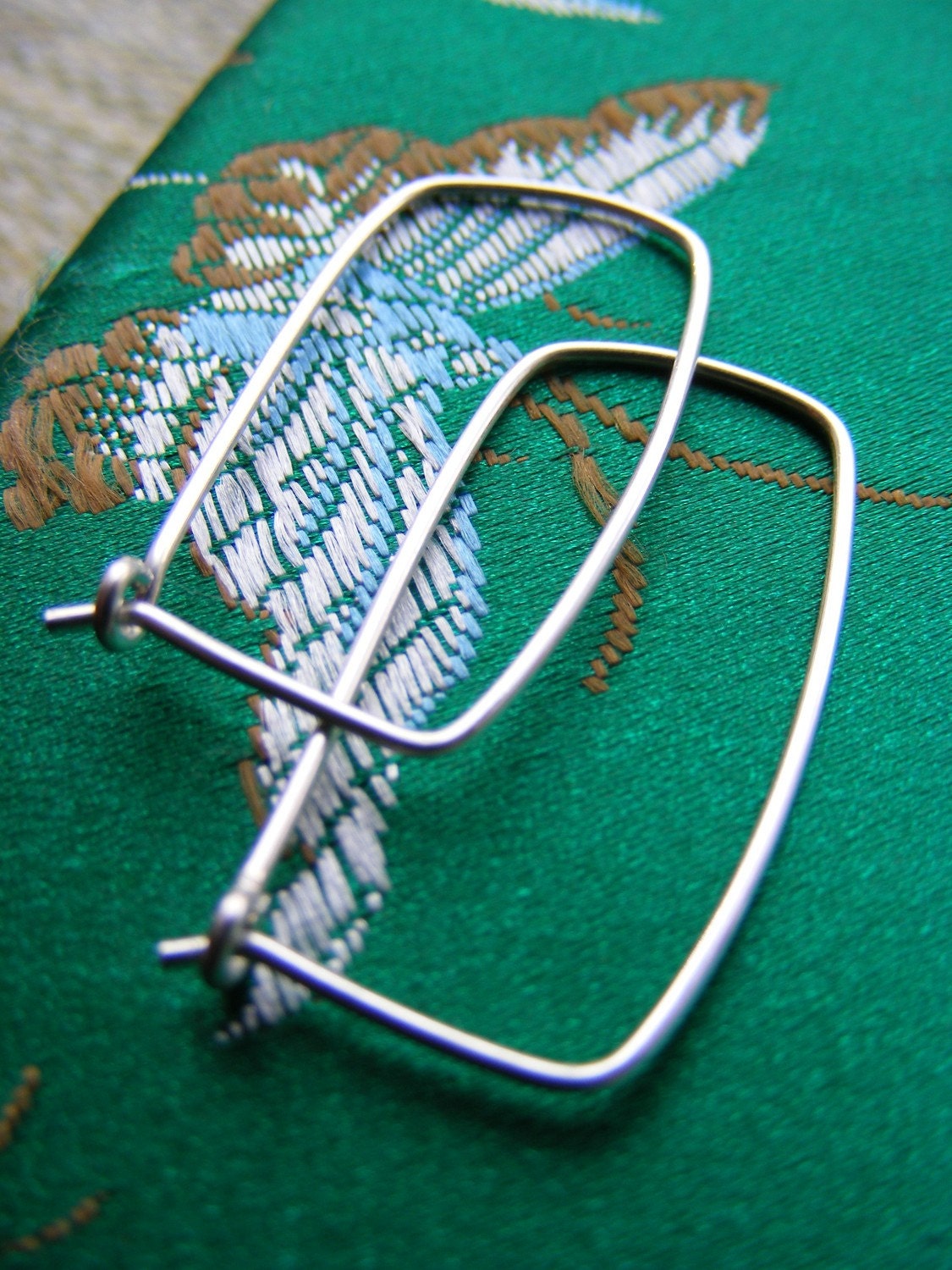 Four Corners Earrings - Sterling Silver Rectangle Hoops