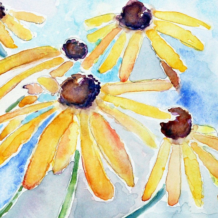 Watercolor Flowers, Floral art print by Debbie LightheartedDreamer