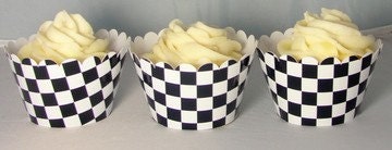 Black and White Checkered Flag Race Car Cupcake Wrappers
