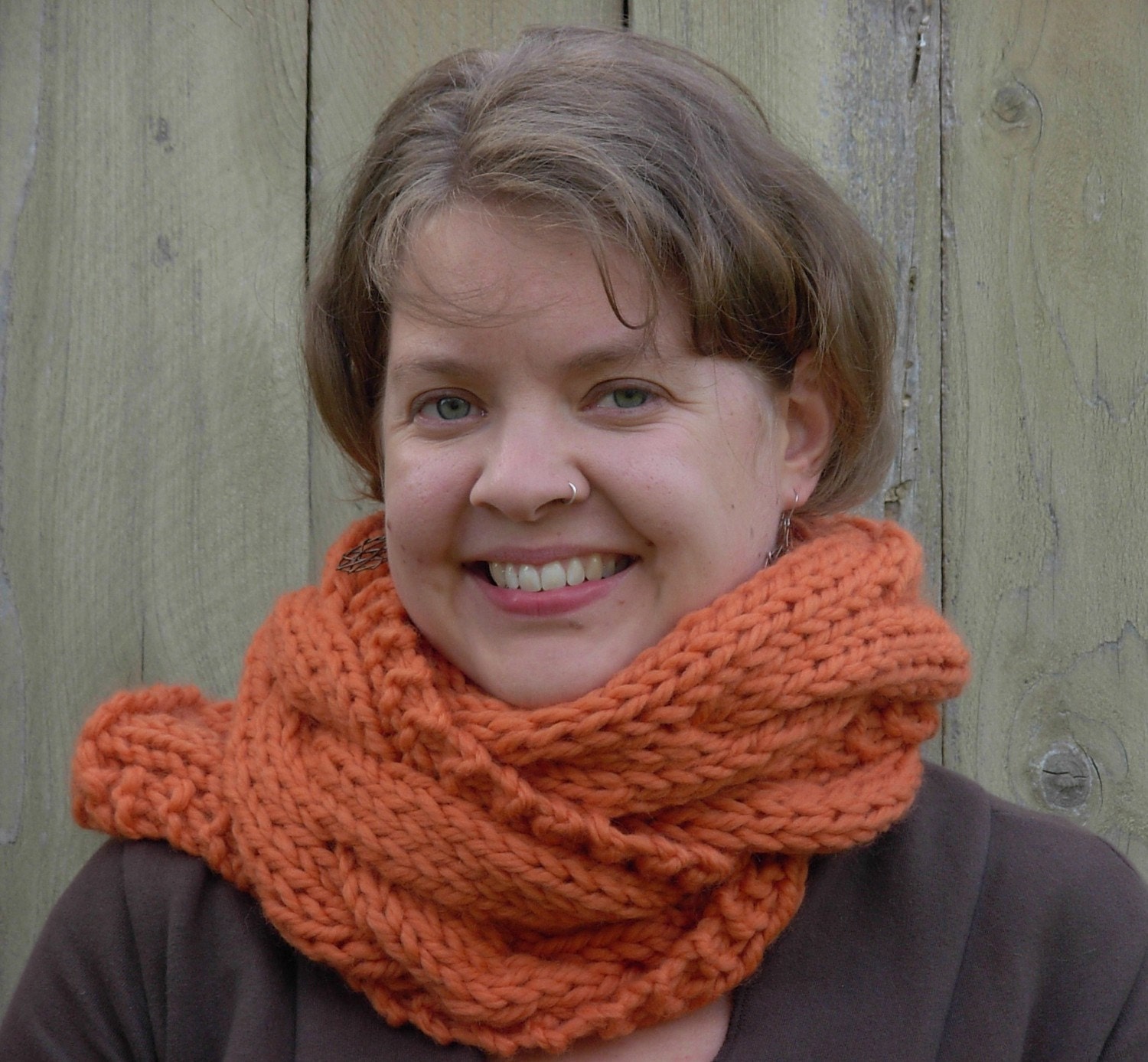 Big orange cable scarf