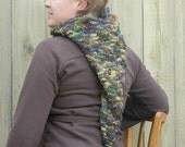 Cowl with pixie hood - Forest green and brown