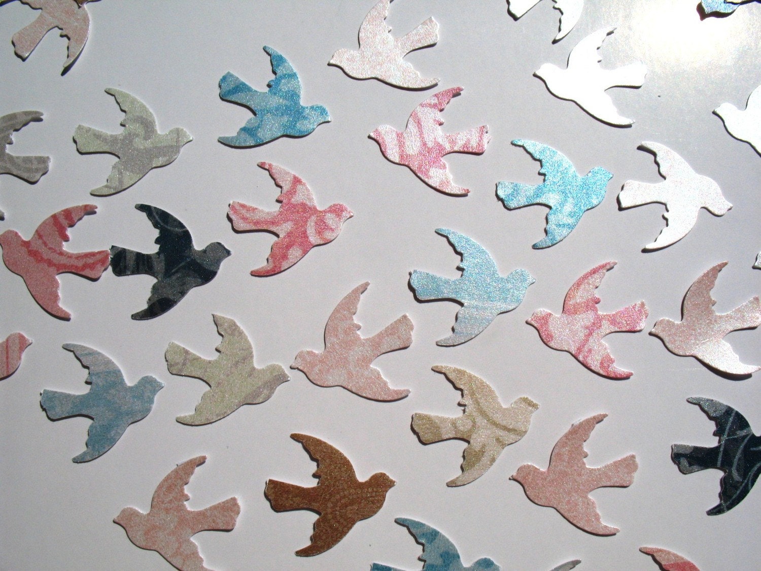 100 Bird or Swallow Cut Outs in Metallic