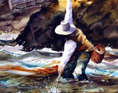 Trout Fishing Watercolor Print from original Painting By Dean Crouser - DeanCrouserArt