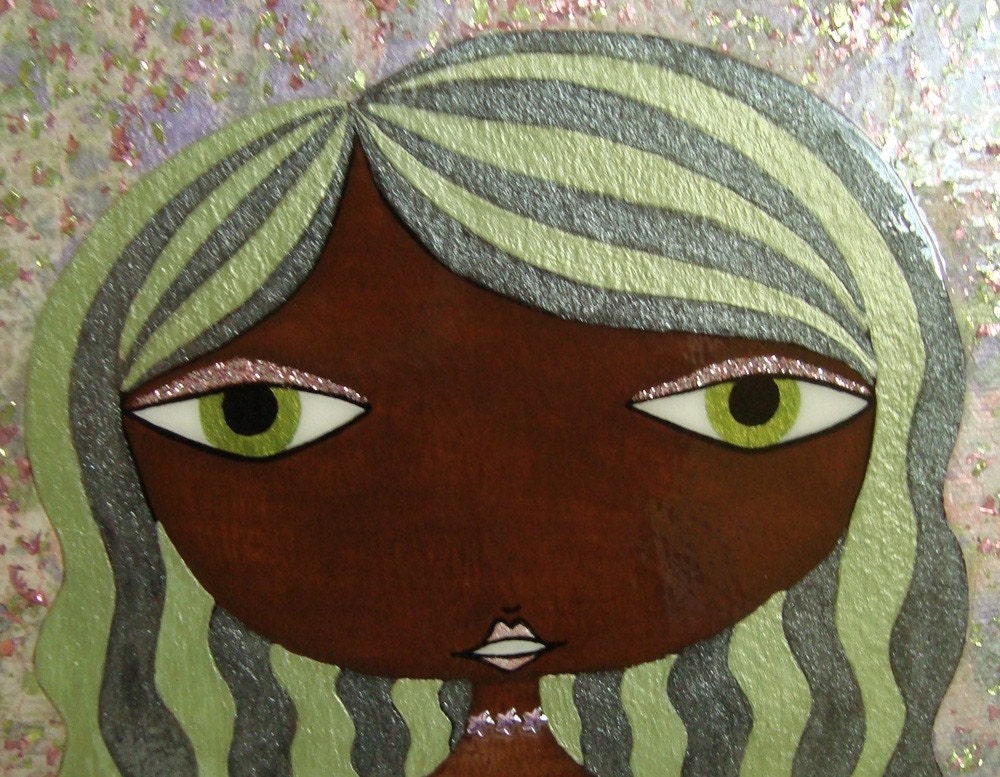 12 x 12 inch Mixed Media Original Painting - Pink and Green I