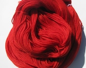 Red, Scarlet Red Handmade Crochet & Knitting Yarn- Merino Wool Superwash Sock