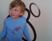 RETRO ROCKET and STAR blue long sleeve tee