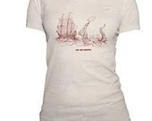 SHIP AND SEA SERPENT - Organic Cotton Scoop Neck Tshirt