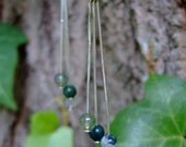 Threesome, moss agate and silver earrings