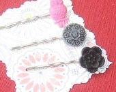 Owls and Blooms in Black, Grey and Pink