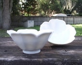 Pair of White on White China Lotus Bowls
