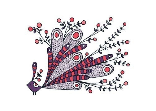 Mina -limited edition gocco screen print -Exotic Bird Series