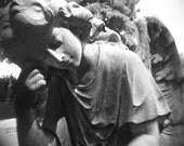 Black and White Cemetery Angel - At Rest - Holga Photography Print