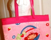 Tote Bag Made with Upcycled Strawberry Shortcake Bed Sheet