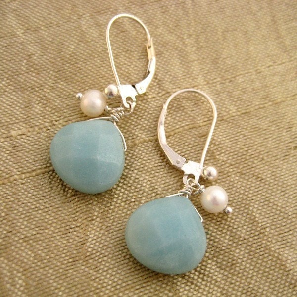 pastel blue - amazonite facet briollet earrings