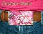 Personalized Belt Buckle CUSTOM DESIGN OOAK Handpainted Fashion Belt Buckle Zodiac Sign Name Lucky Number Wood Base Resin Coated Mens Womens
