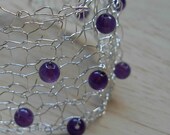 Knitted Silver Bracelet with Amethyst