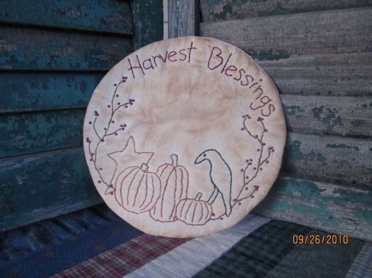 Harvest Blessings Handstitched Candle Mat