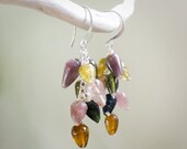 Earthy Tourmaline Cluster Sterling Silver Earrings