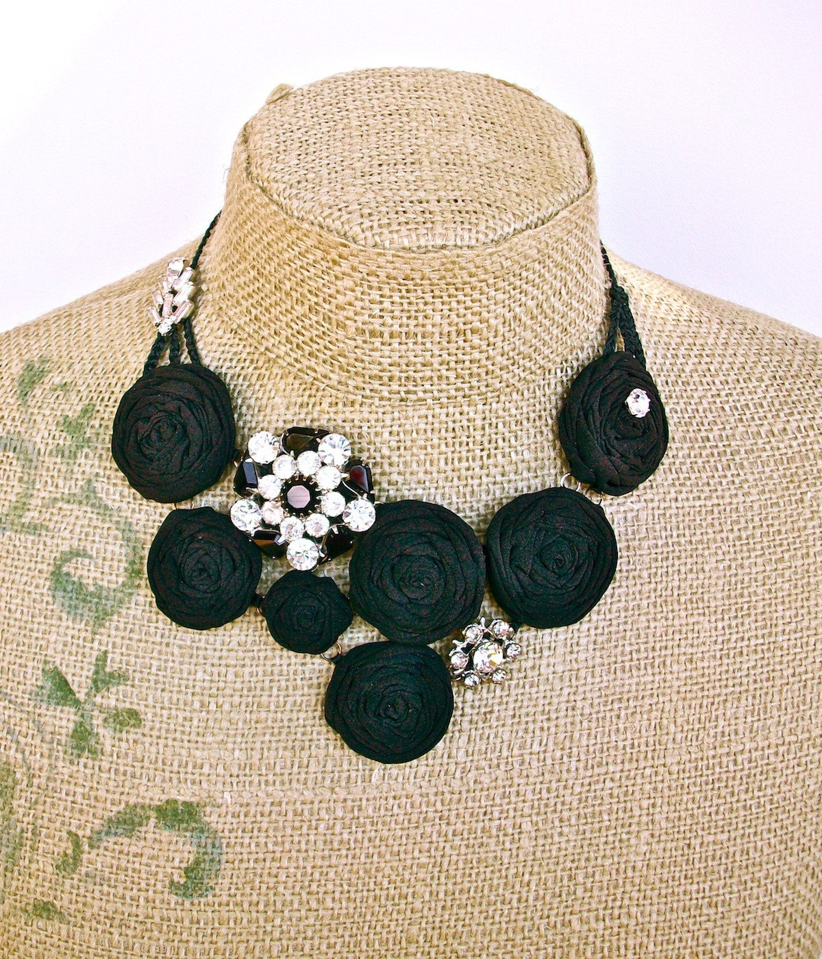 Harlow Nights- bib necklace- with Vintage Rhinestone findings