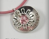Hand Stamped Personalized Big Sister Sterling Silver Pendant with Leather Necklace