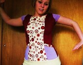 Retro diy shirt lilac red pockets retro circles