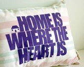 HOME pillow - screen printed in vintage pastels