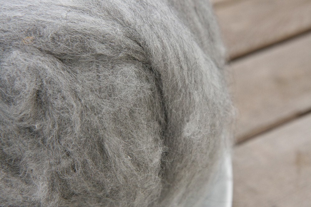 Super Sale DESTASH 8oz Dark Gray Alpaca Angora Rabbit Roving - feels like a cloud
