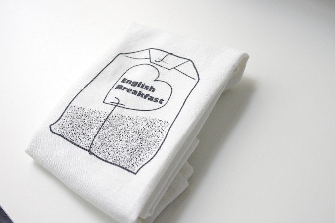 Tea bag tea towel - screen printed