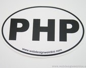 PHP Code Oval Vinyl Bumper Sticker. Web Programmer EuroSticker.