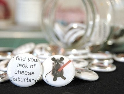 Star Wars funny magnet 2 One inch magnets Darth Vader Mouse mice rat hamster - I find your lack of Cheese disturbing - READY TO SHIP