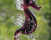 SEAHORSING AROUND Necklace (Lampwork glass, Aquamarine, Quartz)