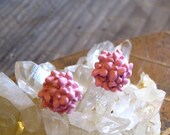 Vintage Pink Enamel Flower Bouquet Earrings
