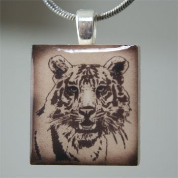 ModJess---Scrabble Tile Pendant---Tiger