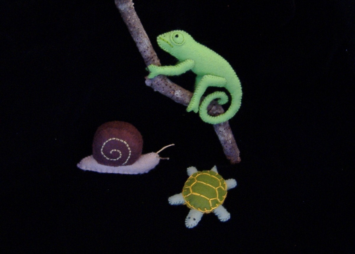 Slimy Snail Crawling Chameleon and Tranquil Turtle PDF Toy Pattern