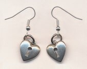 Keyhole heart pewter charm earrings
