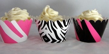 Zebra and Hot Pink Cupcake Wrappers