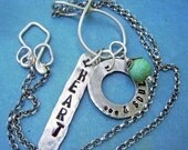 Personalized HAND STAMPED Sterling Silver RUSTIC Handforged-Oxidized Disc Bar Duo Necklace - You Choose Word or Name
